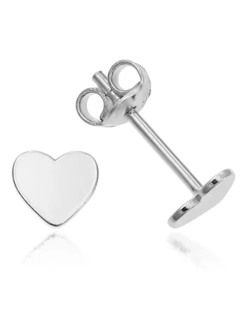 Cercei Argint 925 placat cu rodiu Heart 6mm Surub