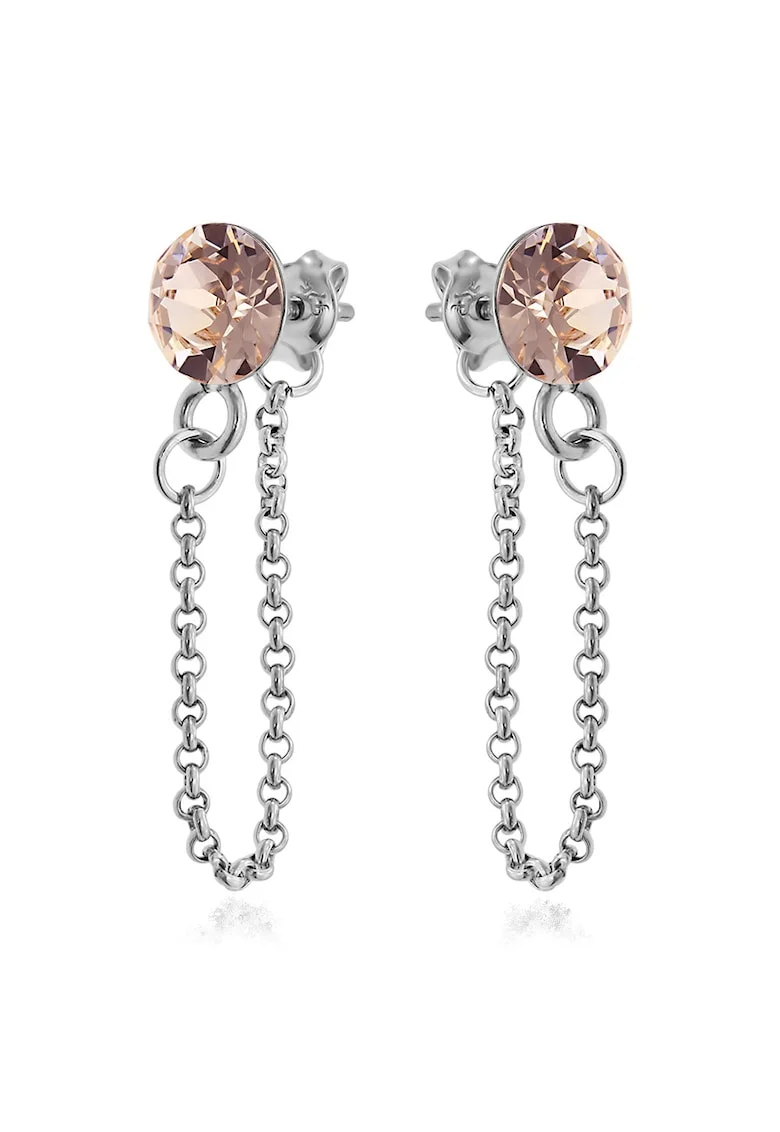 Cercei Argint 925 placat cu rodiu cu cristale Swarovski® Xirius Chain, Bej