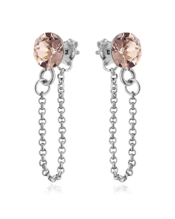 Cercei Argint 925 placat cu rodiu cu cristale Swarovski® Xirius Chain, Bej