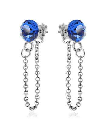 Cercei Argint 925 placat cu rodiu cu cristale Swarovski® Xirius Chain, Albastru