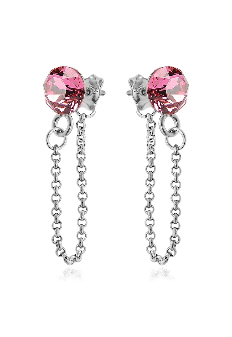 Cercei Argint 925 placat cu rodiu cu cristale Swarovski® Xirius Chain, Roz