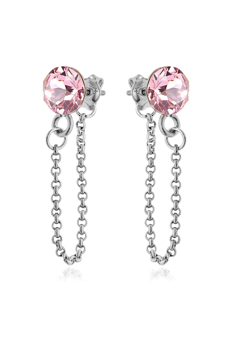 Cercei Argint 925 placat cu rodiu cu cristale Swarovski® Xirius Chain, Roz deschis