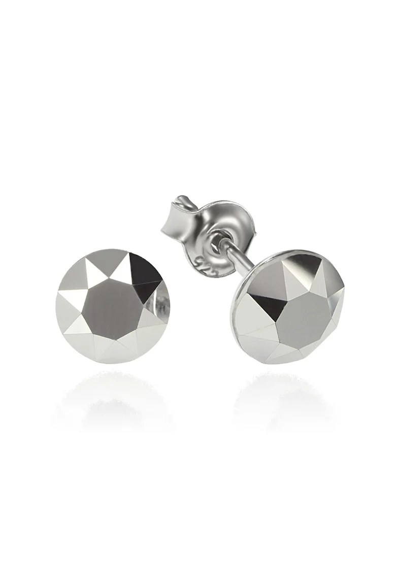 Cercei Argint 925 placat cu rodiu cu cristale Swarovski® Xirius 6mm, Gri