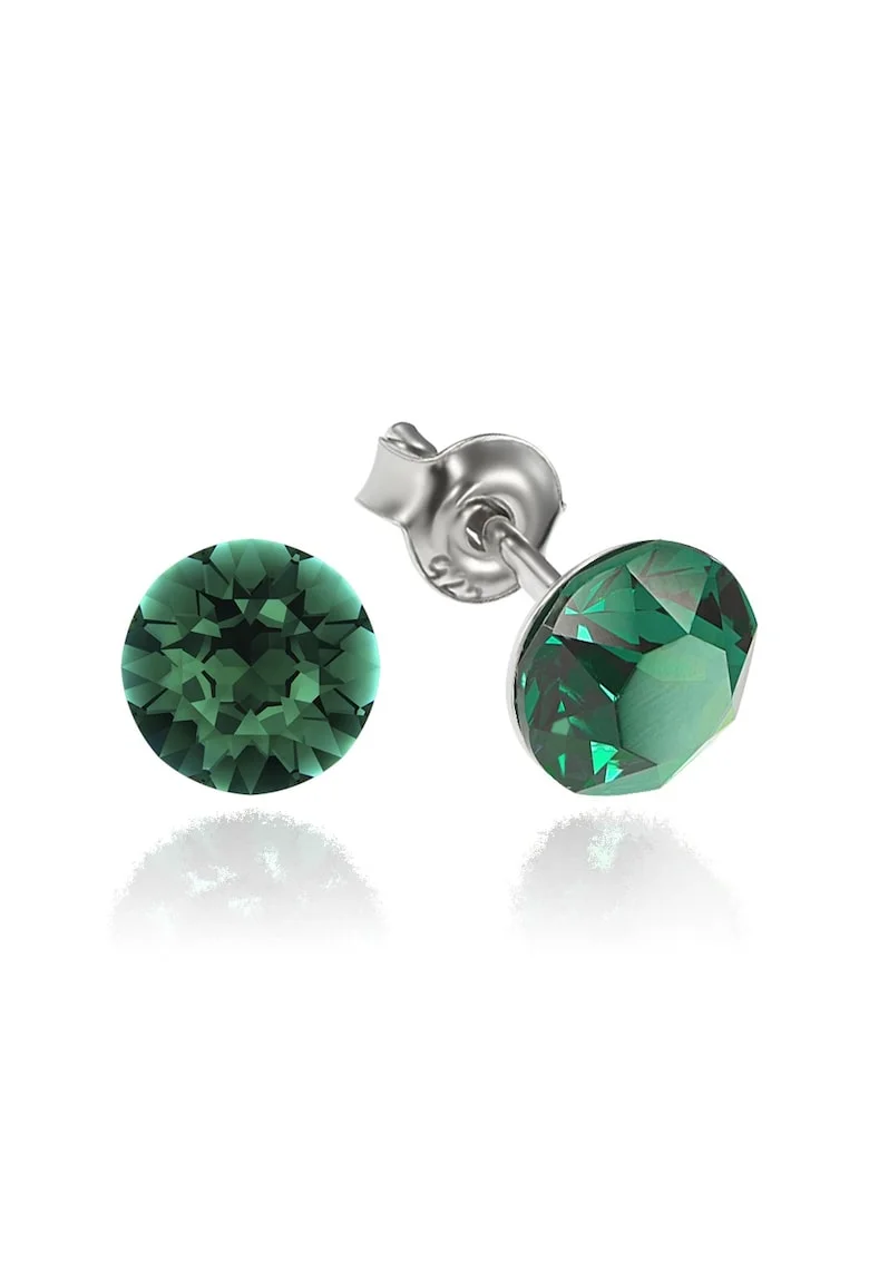 Cercei Argint 925 placat cu rodiu cu cristale Swarovski® Xirius 6mm, Verde inchis