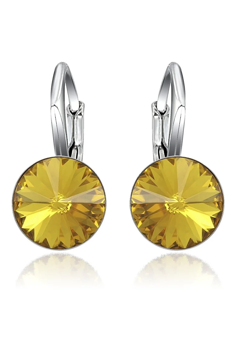 Cercei Argint 925 placat cu rodiu cu cristale Swarovski® Rivoli Leverback 8mm, Galben