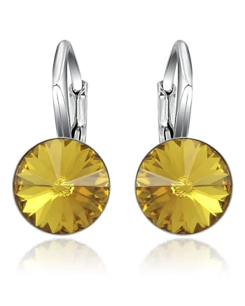 Cercei Argint 925 placat cu rodiu cu cristale Swarovski® Rivoli Leverback 8mm, Galben
