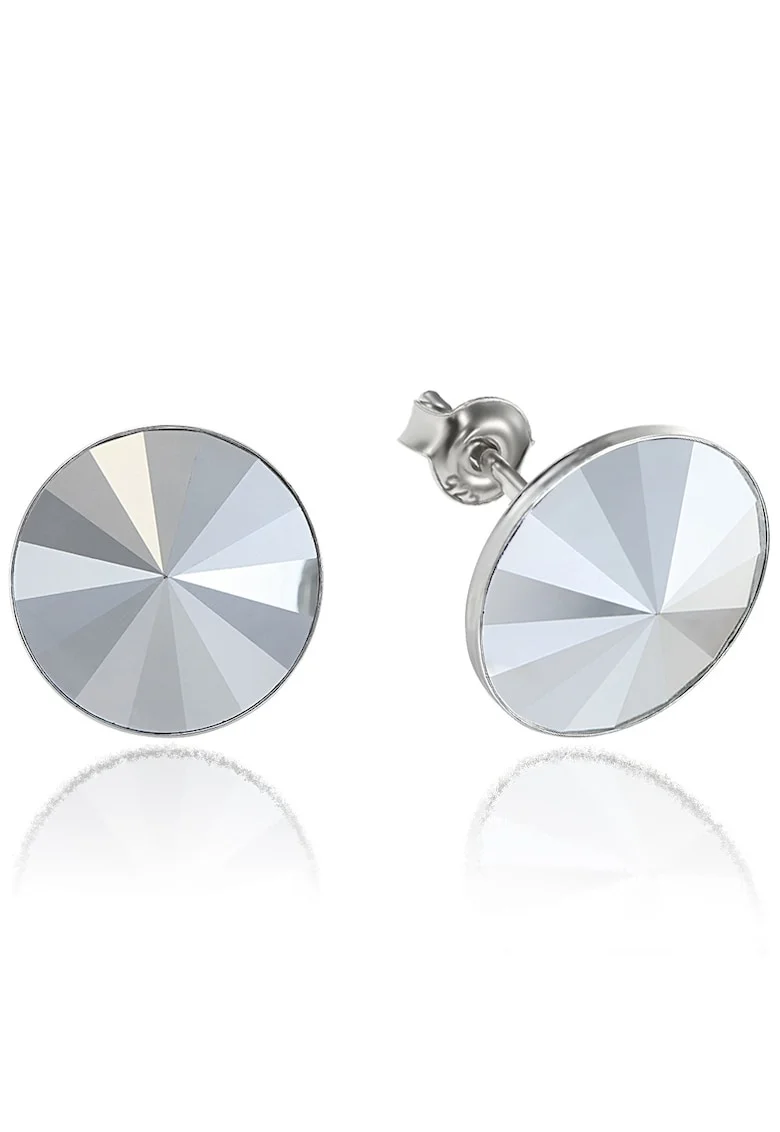 Cercei Argint 925 placat cu rodiu cu cristale Swarovski® Rivoli 12mm, Argintiu metalizat