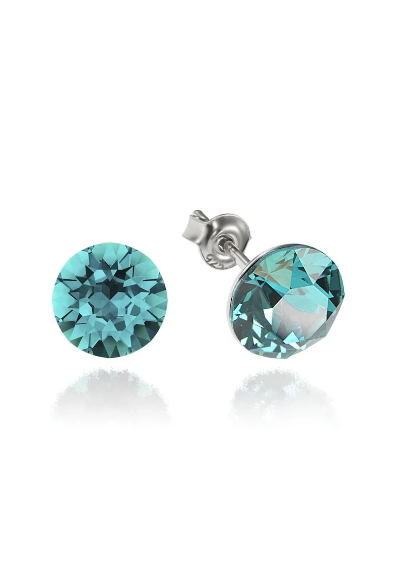 Cercei Argint 925 placat cu rodiu cu cristale Swarovski® Xirius 8mm, Albastru