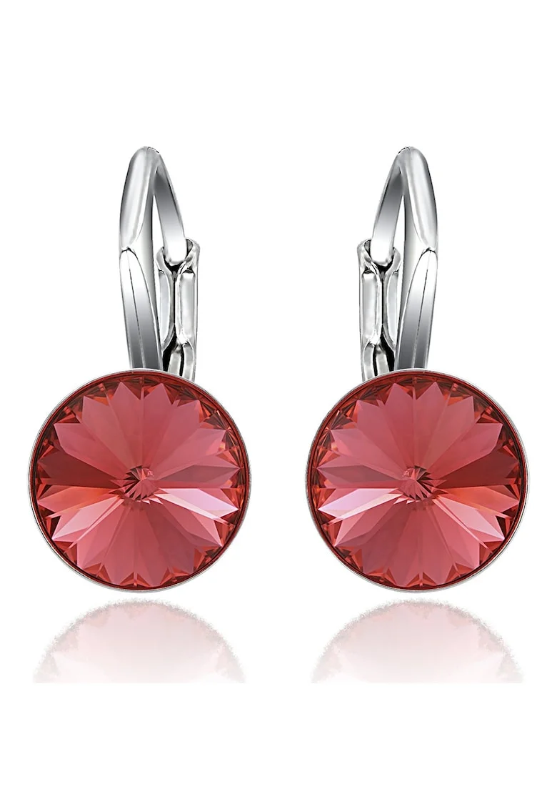 Cercei Argint 925 placat cu rodiu cu cristale Swarovski® Rivoli Leverback 8mm, Portocaliu