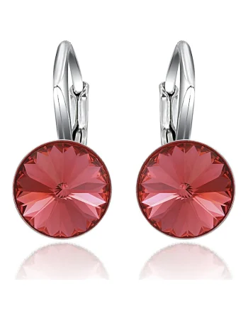 Cercei Argint 925 placat cu rodiu cu cristale Swarovski® Rivoli Leverback 8mm, Portocaliu