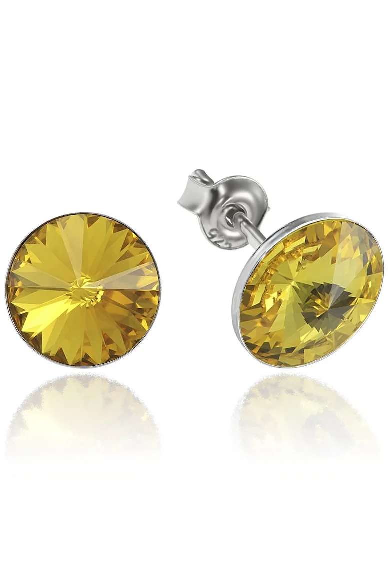 Cercei Argint 925 placat cu rodiu cu cristale Swarovski® Rivoli 8mm, Galben