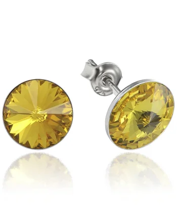 Cercei Argint 925 placat cu rodiu cu cristale Swarovski® Rivoli 8mm, Galben