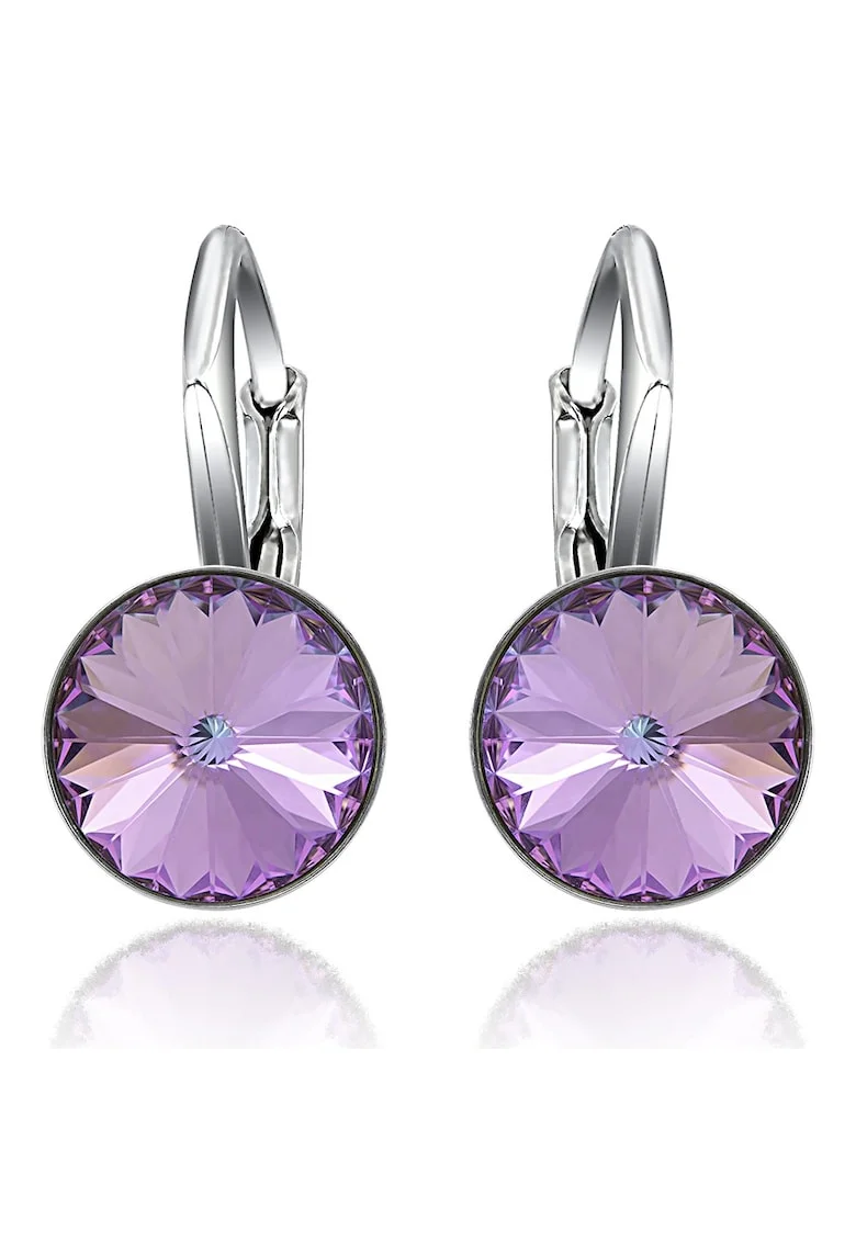 Cercei Argint 925 placat cu rodiu cu cristale Swarovski® Rivoli Leverback 8mm, Violet deschis