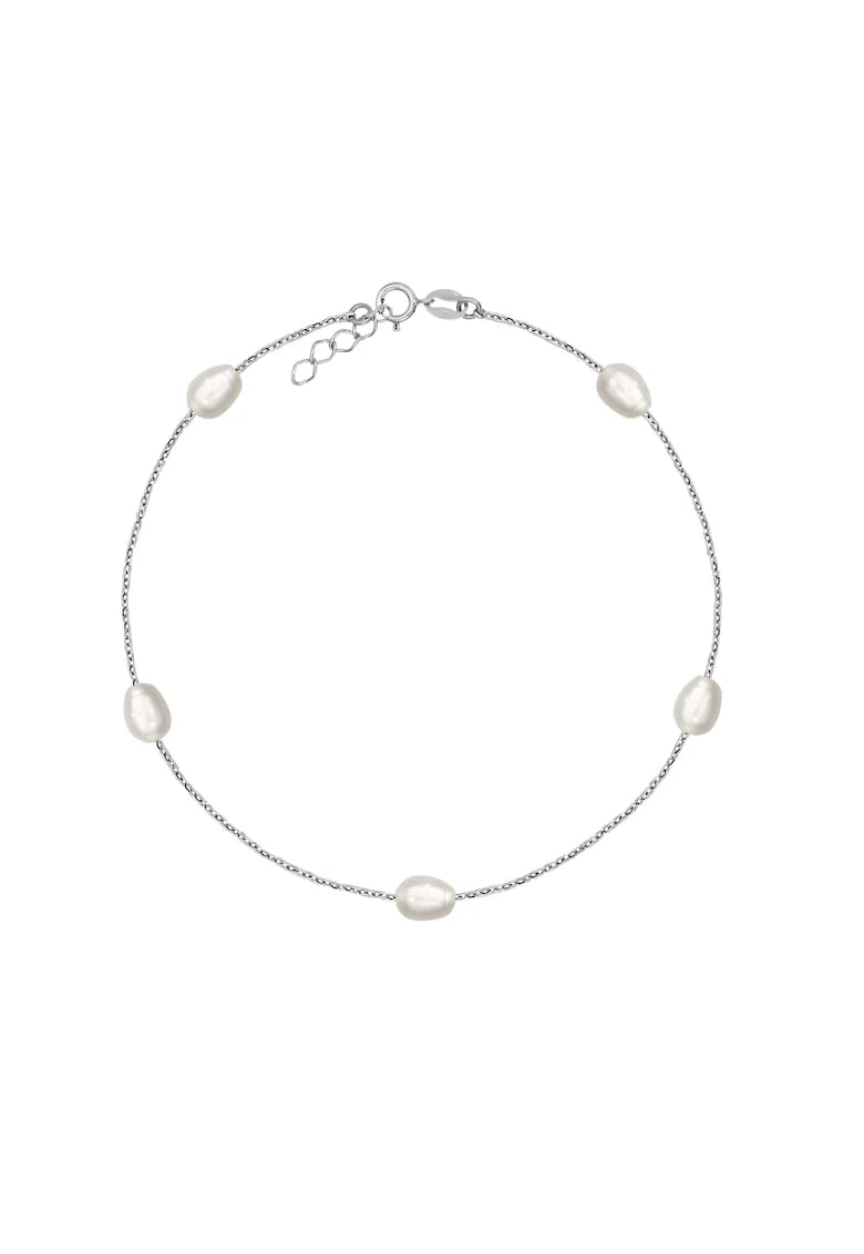 Bratara Pentru Picior/Glezna din argint 925 cu perle de cultura si pandantiv, 5 perle s