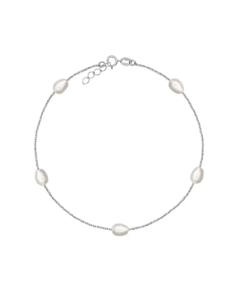 Bratara Pentru Picior/Glezna din argint 925 cu perle de cultura si pandantiv, 5 perle s