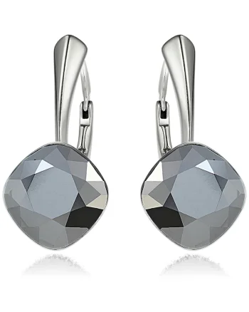 Cercei Argint 925 placat cu rodiu cu cristale® Princess Square 10mm, Argintiu