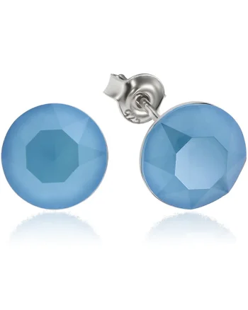 Cercei Argint 925 placat cu rodiu cu cristale Swarovski® Xirius 8mm, Albastru mat
