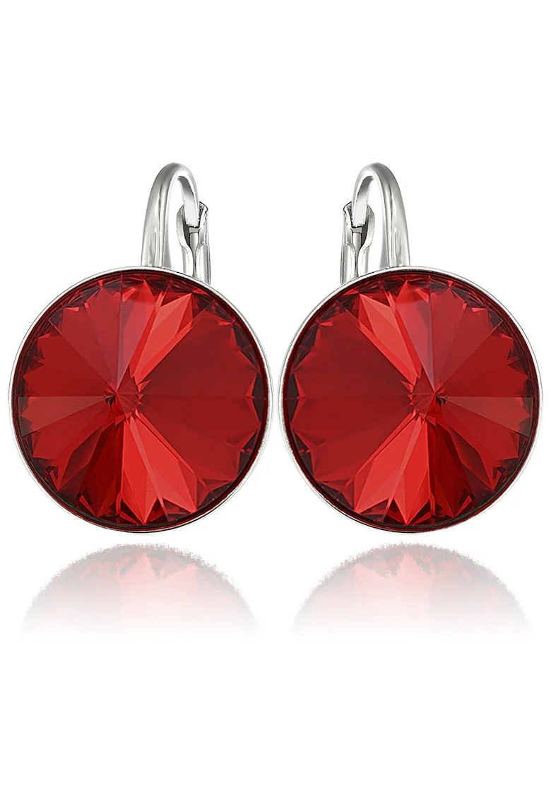 Cercei Argint 925 placat cu rodiu cu cristale Swarovski® Rivoli 14mm, Rosu