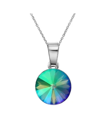 Colier Argint 925 placat cu rodiu cu Cristale Swarovski® Rivoli 10mm, Multicolor
