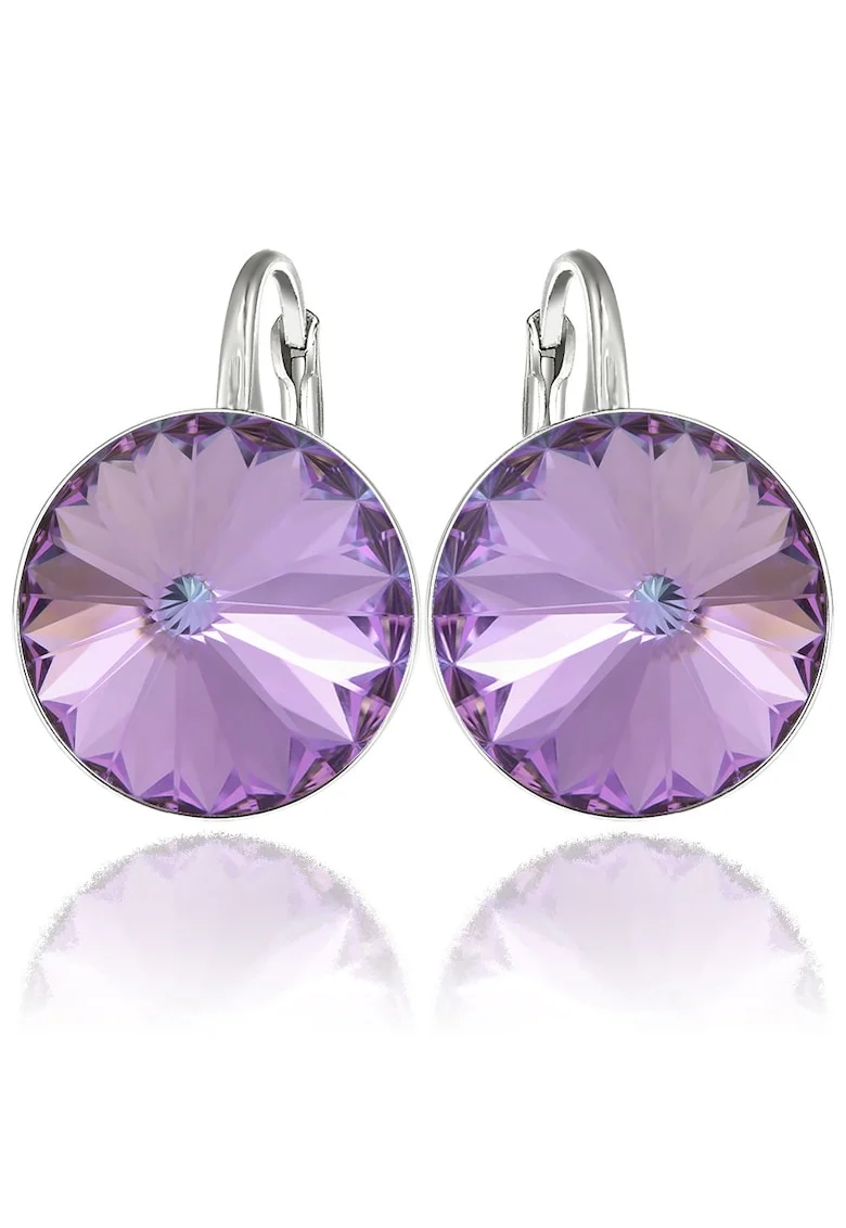 Cercei Argint 925 placat cu rodiu cu cristale Swarovski® Rivoli 14mm, Mov