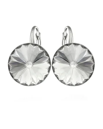 Cercei Argint 925 placat cu rodiu cu cristale Swarovski® Rivoli 10mm Leverback, Alb