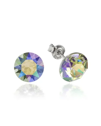 Cercei Argint 925 placat cu rodiu cu cristale Swarovski® Xirius 8mm, Multicolor