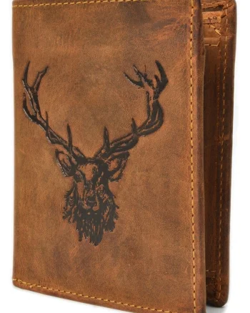 Portofel barbati piele naturala maro antichizat 9.5 x 12.5 x 2.5 cm, Vintage Hunting,