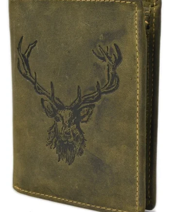 Portofel barbati piele naturala verde 9.5 x 12.5 x 2.5 cm, Vintage Hunting,