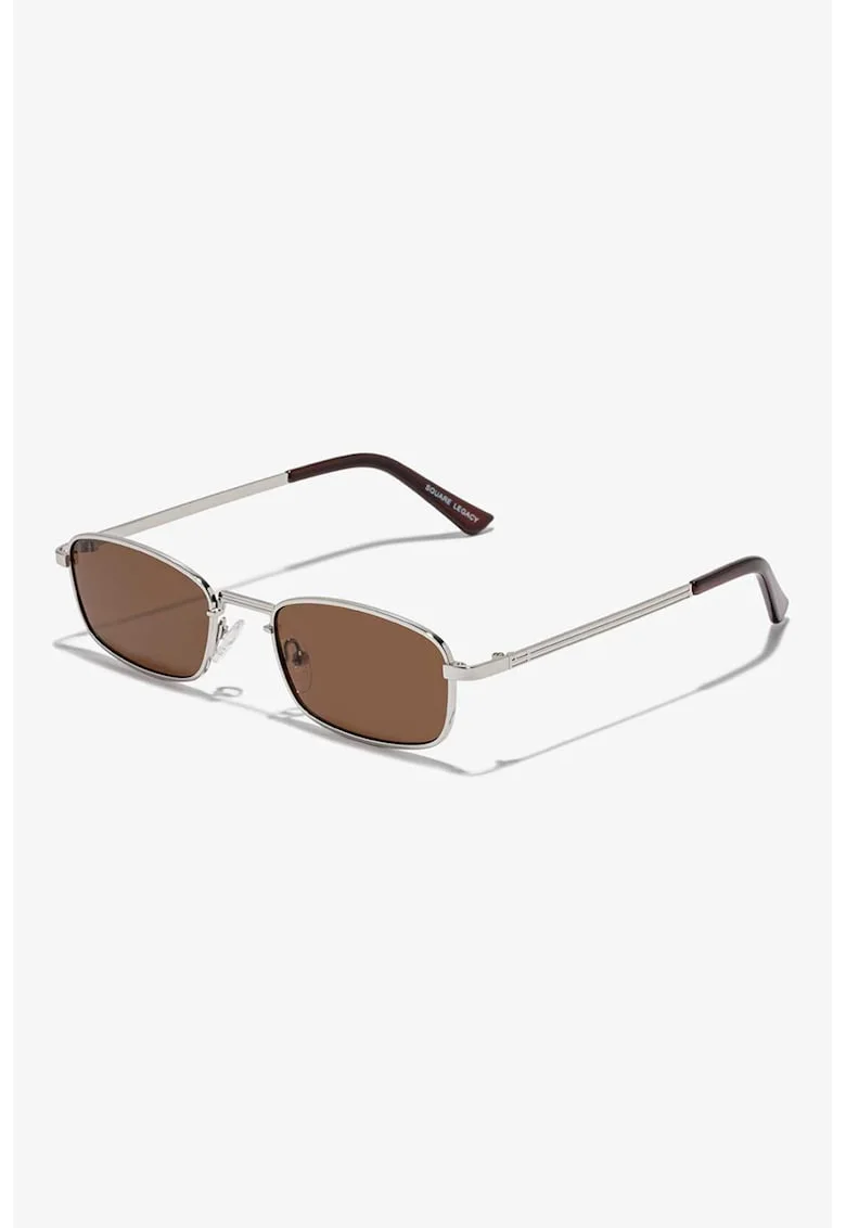 Ochelari de soare dreptunghiulari unisex cu rama metalica, Argintiu