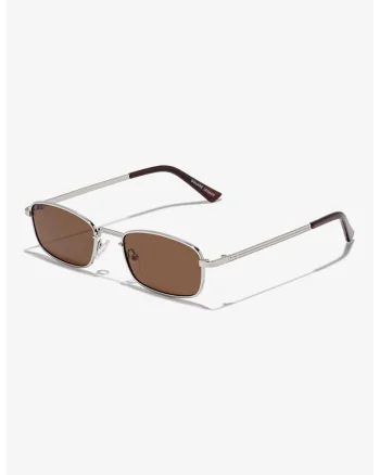 Ochelari de soare dreptunghiulari unisex cu rama metalica, Argintiu