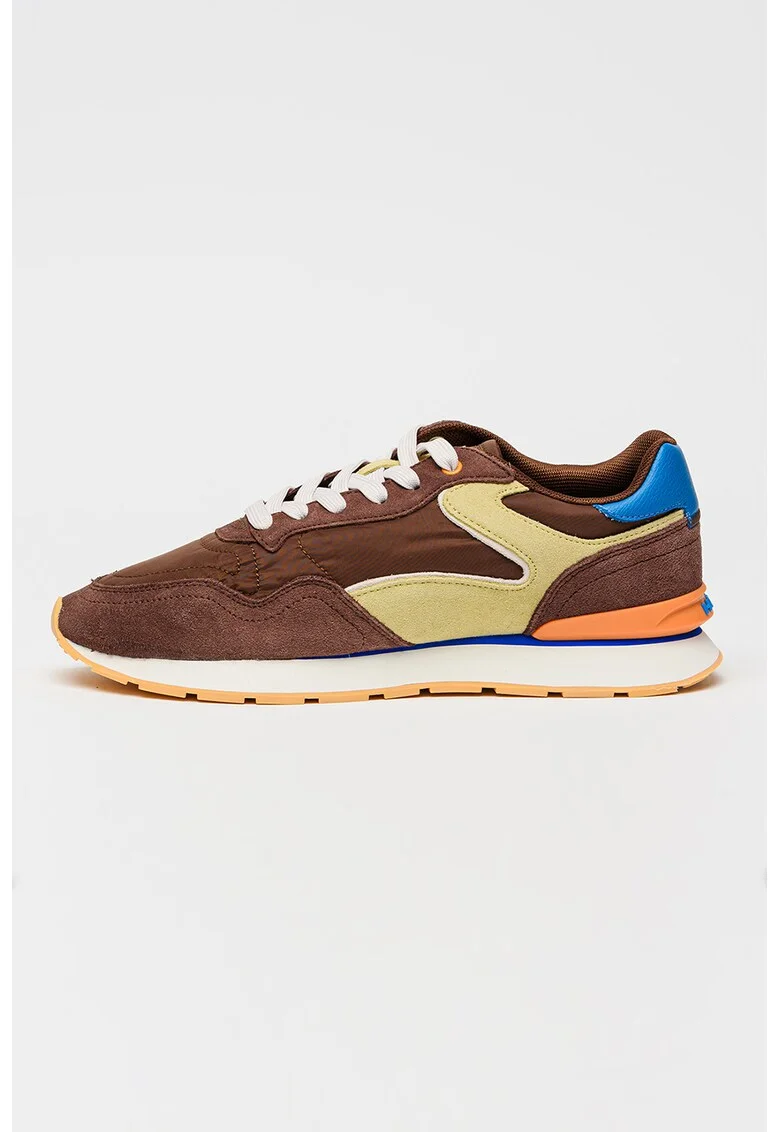 Pantofi sport City de piele intoarsa, Maro cognac/Verde fistic