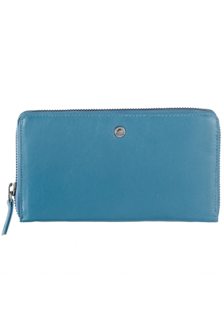 Portofel dama piele naturala 19 x 10.5 x 3, Spongy Nappa, Greenbudwqfqdrry, Albastru, 19 x 10.5 x 3 cm
