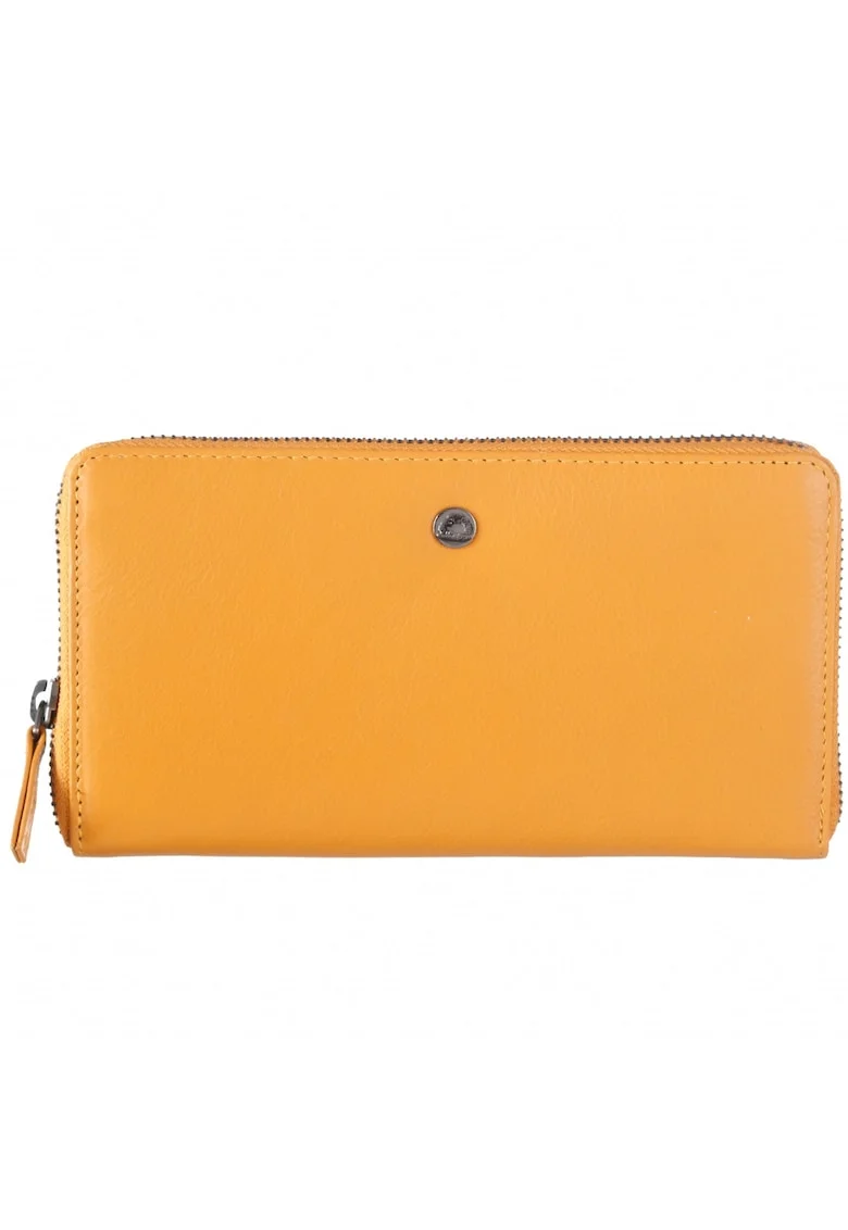 Portofel dama piele naturala 19 x 10.5 x 3, Spongy Nappa, Greenbudwqfqdrry, Galben, 19 x 10.5 x 3 cm