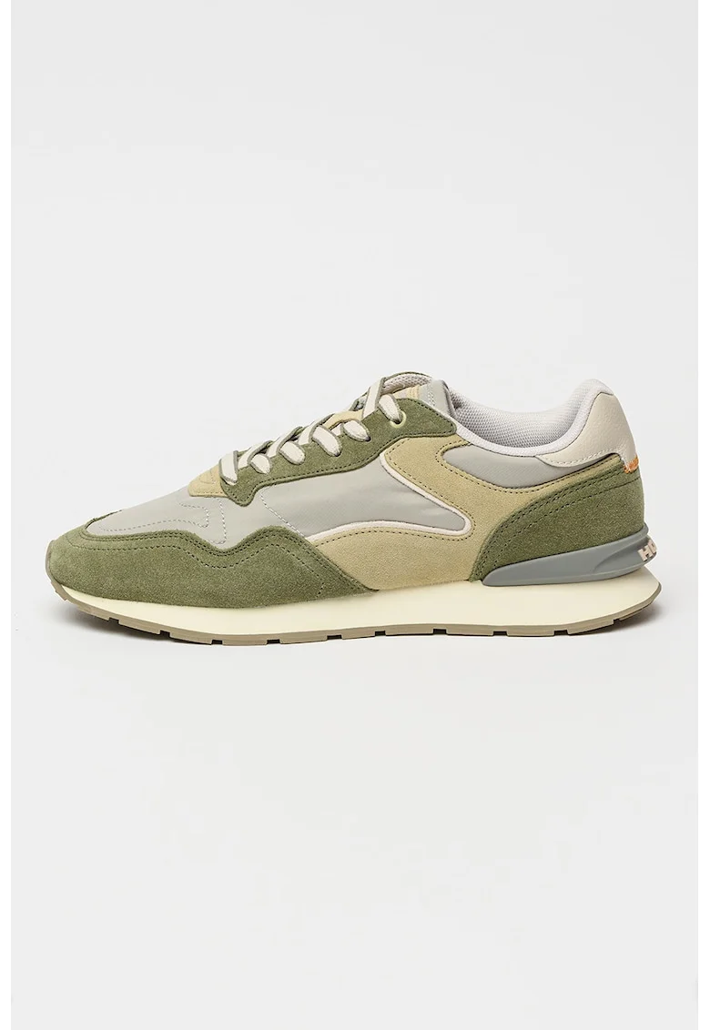 Pantofi sport City low-cut cu garnituri de piele intoarsa, Verde pal/Verde feriga