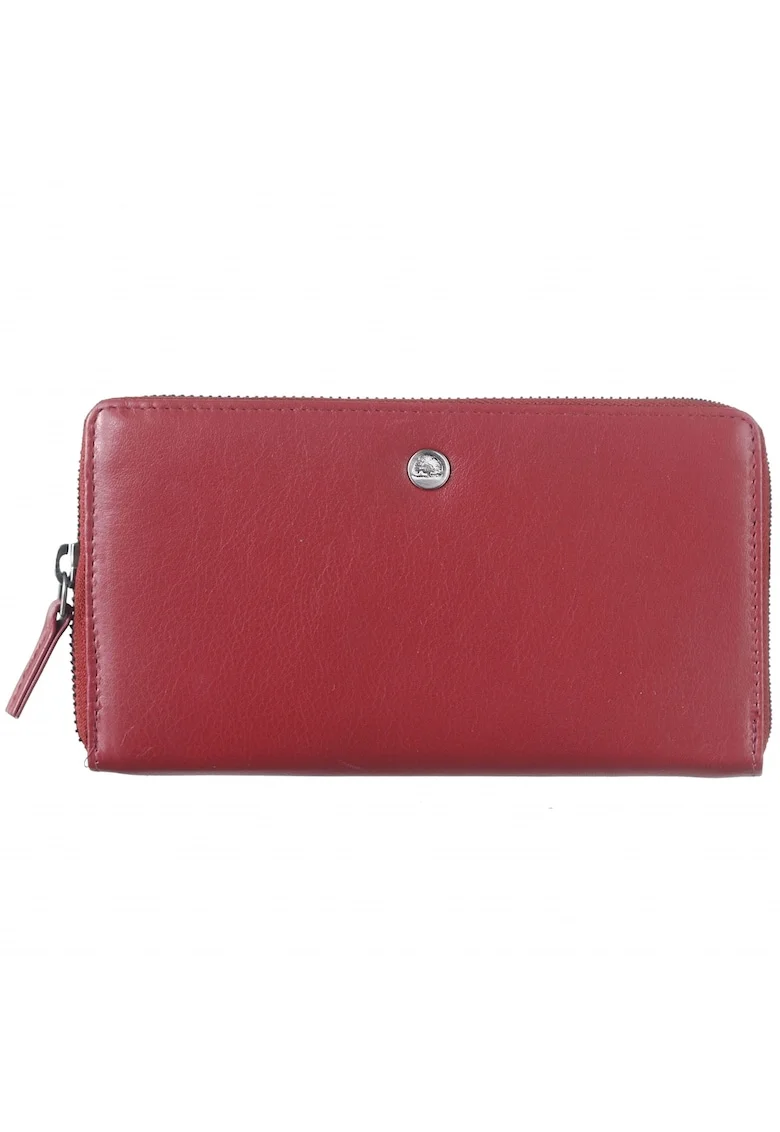 Portofel dama piele naturala 19 x 10.5 x 3, Spongy Nappa, Greenbudwqfqdrry, Rosu, 19 x 10.5 x 3 cm