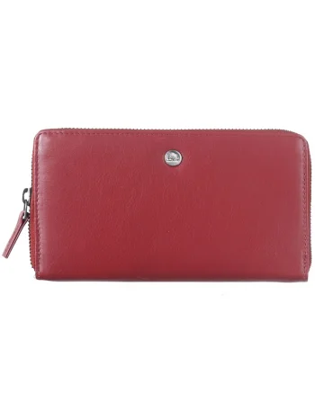 Portofel dama piele naturala 19 x 10.5 x 3, Spongy Nappa, Greenbudwqfqdrry, Rosu, 19 x 10.5 x 3 cm