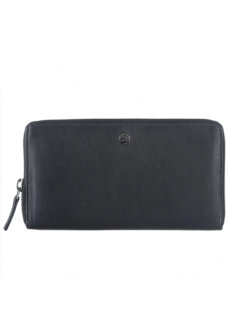 Portofel dama piele naturala 19 x 10.5 x 3, Spongy Nappa, Greenbudwqfqdrry, Negru, 19 x 10.5 x 3 cm