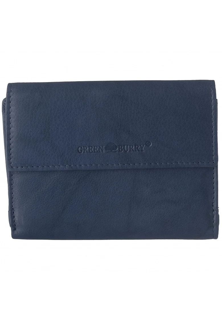 Portofel unisex piele naturala bleumarin 13x10x2.5cm,  protectie RFID, 6 sloturi pentru carduri
