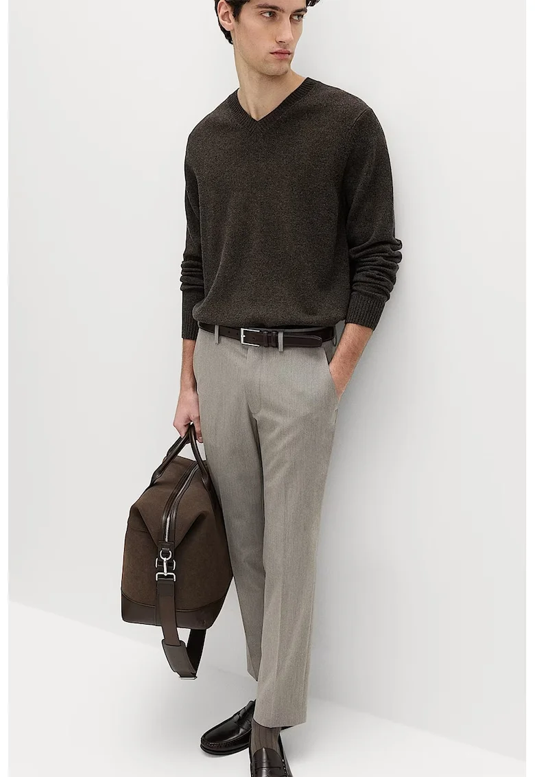 Pantaloni conici cu pensa, Gri melange