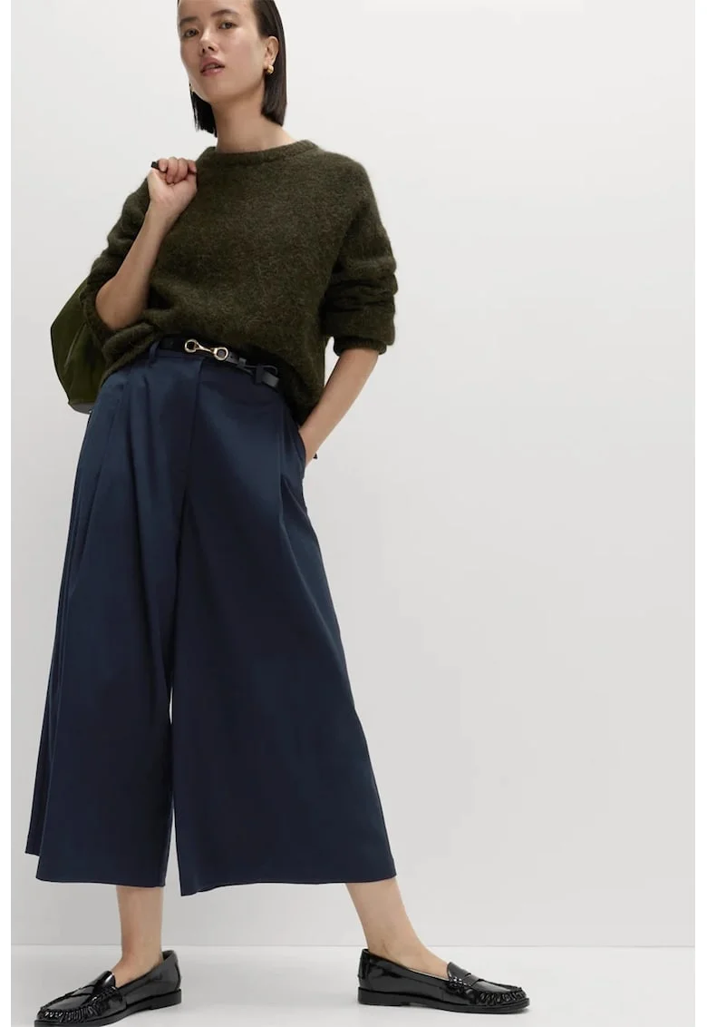 Pantaloni crop cu croiala ampla, Albastru ultramarin