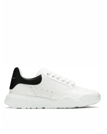 Larry Sneaker in White Black Leather, Alb/Negru