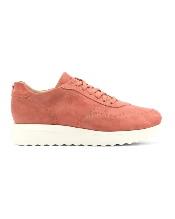 Pantofi sport de piele intoarsa cu talpa wedge, Roz somon