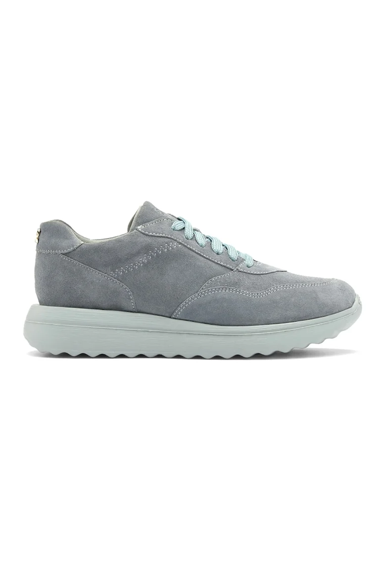 Pantofi sport de piele intoarsa cu talpa wedge, Albastru prafuit
