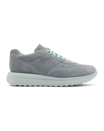 Pantofi sport de piele intoarsa cu talpa wedge, Albastru prafuit
