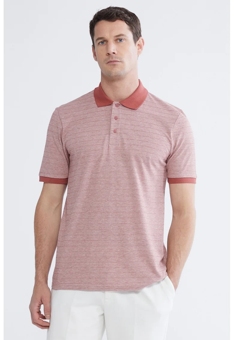 Tricou polo din material pique, Caramiziu