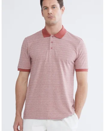 Tricou polo din material pique, Caramiziu