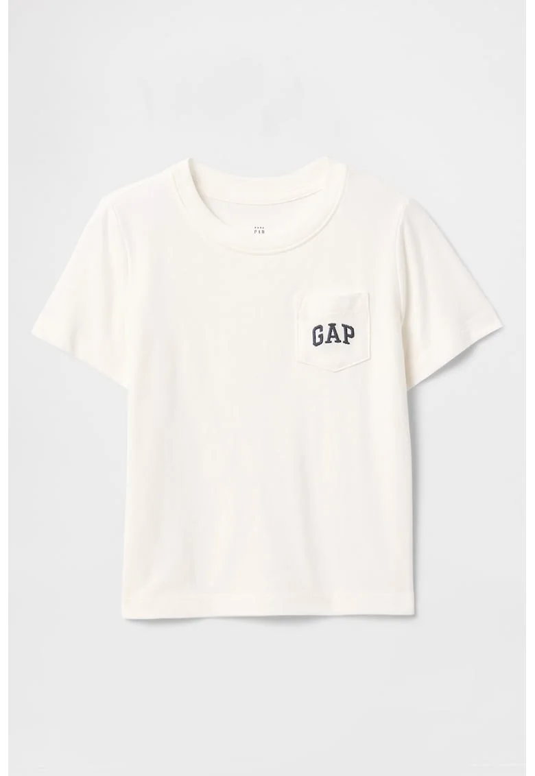 Tricou din bumbac cu buzunar aplicat pe piept, Alb murdar