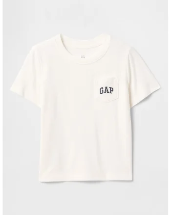 Tricou din bumbac cu buzunar aplicat pe piept, Alb murdar