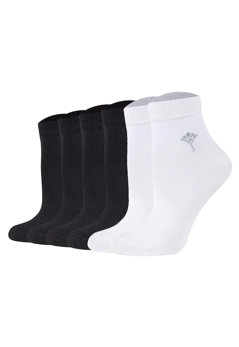 Set de sosete scurte din amestec de bumbac organic- 6 perechi, Alb/Negru