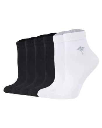 Set de sosete scurte din amestec de bumbac organic- 6 perechi, Alb/Negru